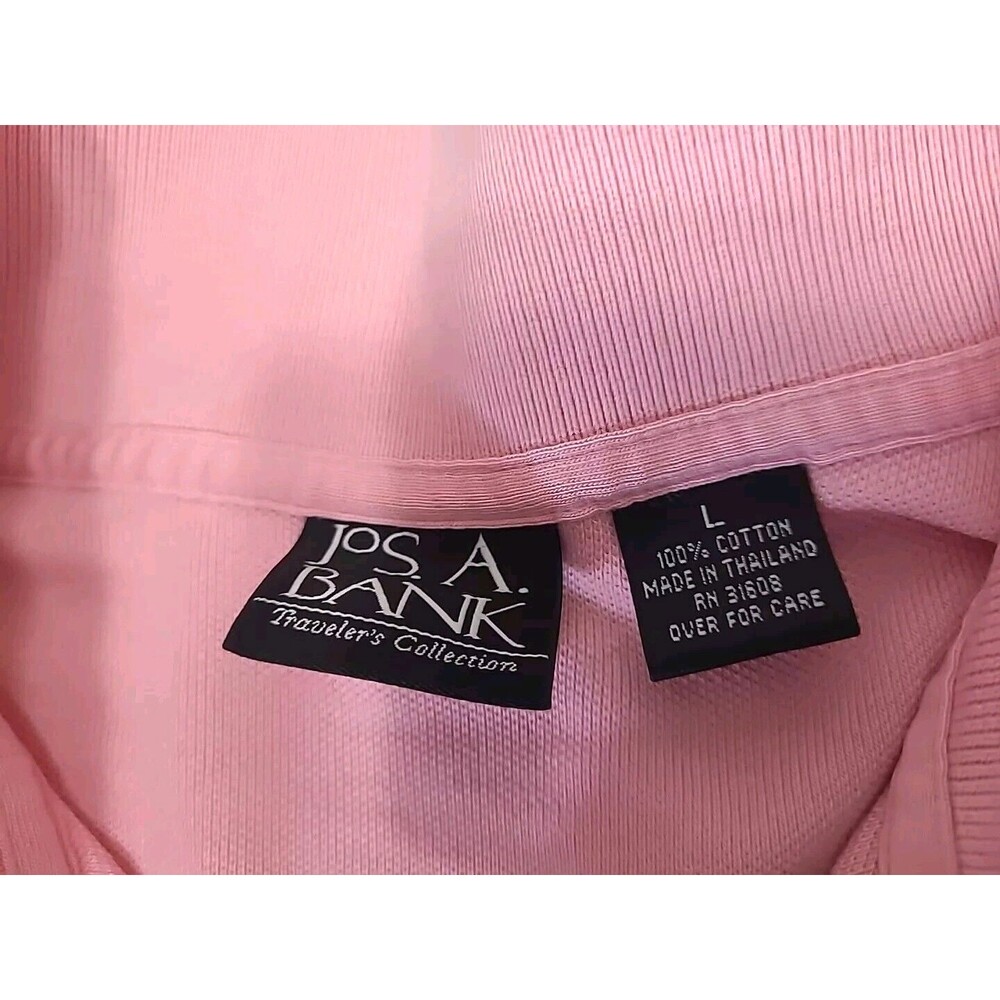 Jos A Bank Travelers Collection Mens Polo Shirt Size Large 100% Cotton Pink - Picture 4 of 8